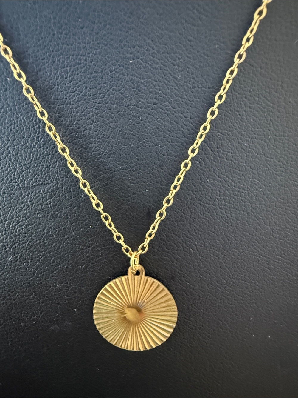 NEW Adorina Tarnish Resistant 14k Gold Plated Medallion Burst Pendant Necklace - Picture 3 of 5